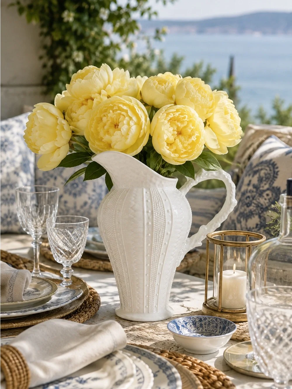 Paris Royal Sea Urchin Coral White Porcelain Tall 8” Pitcher / Vase